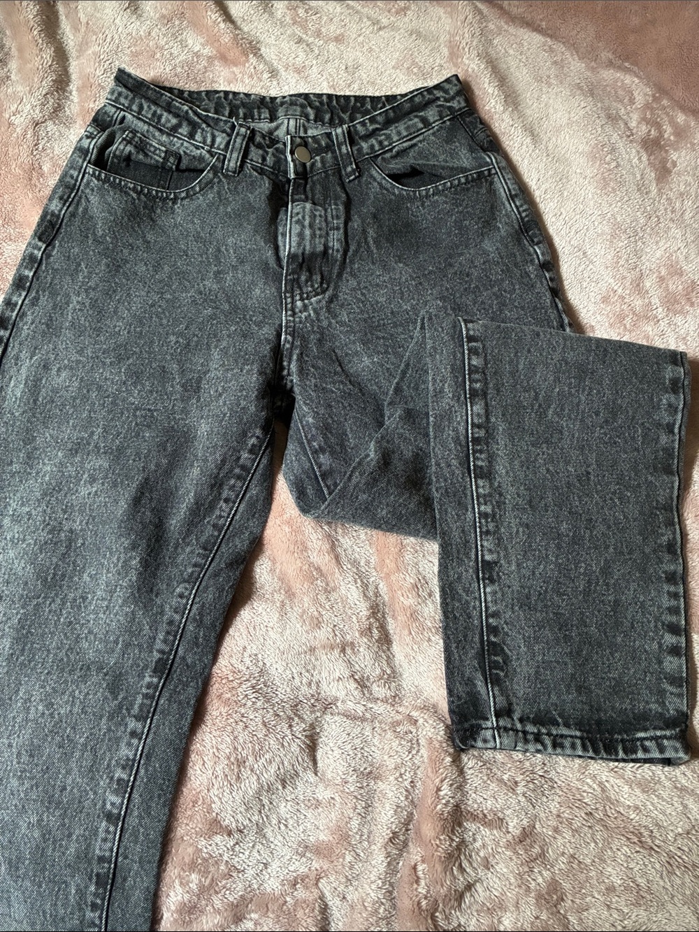 SHEIN Black Washed Flare Wide Leg Jeans